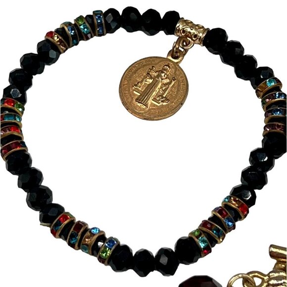 Vintage-Style Beaded Jewelry Set - Elegant Necklace & Three Bracelets - Picture 3 of 13